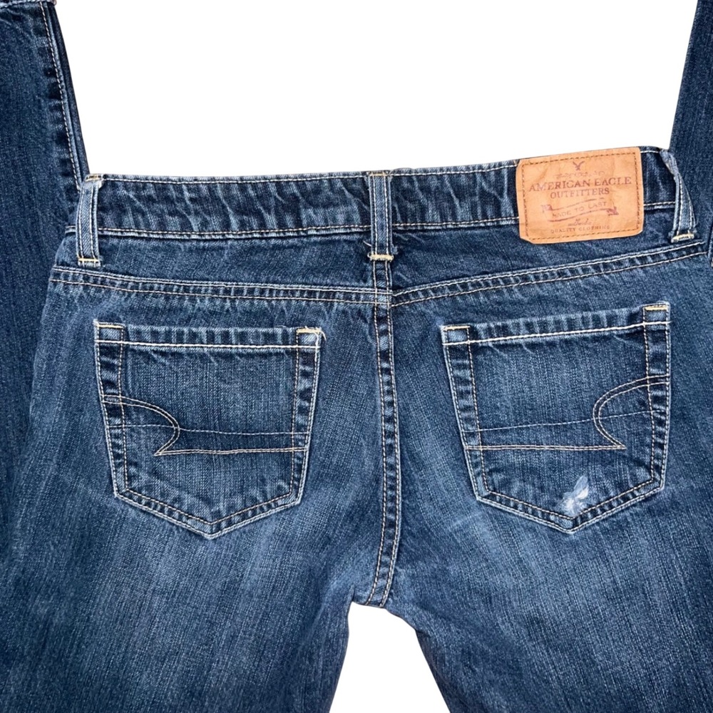 Y2K 2000s American Eagle Straight 77 Jeans Womens 0 Long Dark Wash Low Rise - Picture 5 of 13